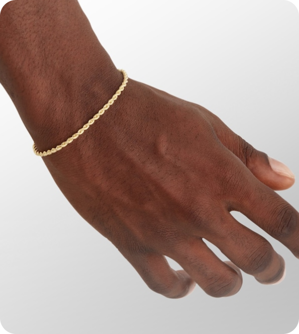10K HOLLOW GOLD ROPE CHAIN BRACELET