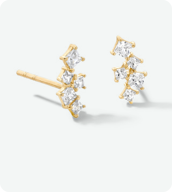 10K Gold CZ Scatter Studs