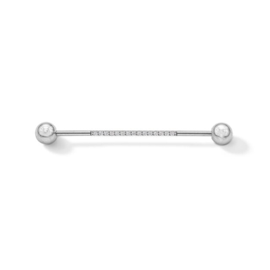 Stainless Steel CZ Industrial Barbell