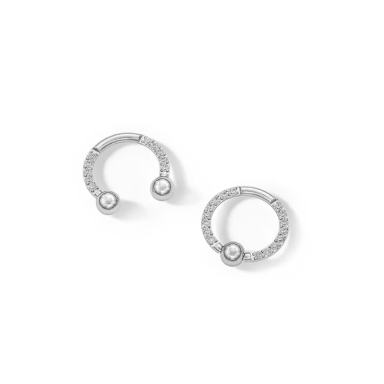 Stainless Steel CZ Horseshoe and Nose Ring Set
