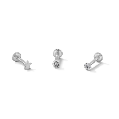 Stainless Steel Crystal Star Stud Set