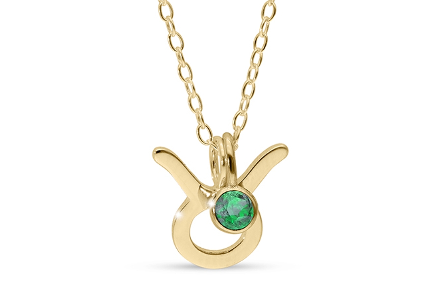 14K Yellow Gold Plated Birthstone Zodiac Pendant - 18"