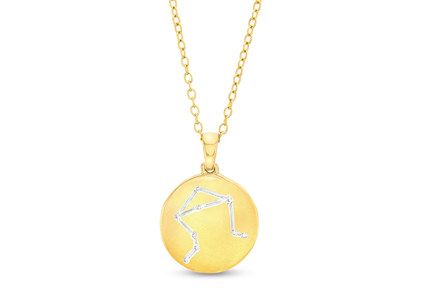 Cubic Zirconia Dainty Libra Symbol Pendant Necklace in Sterling Silver