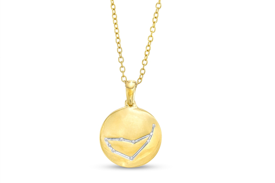 Cubic Zirconia Dainty Capricorn Symbol Pendant Necklace in Sterling Silver