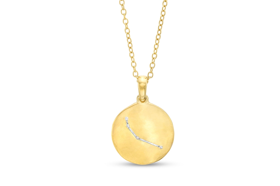 Cubic Zirconia Dainty Aries Symbol Pendant Necklace in Sterling Silver