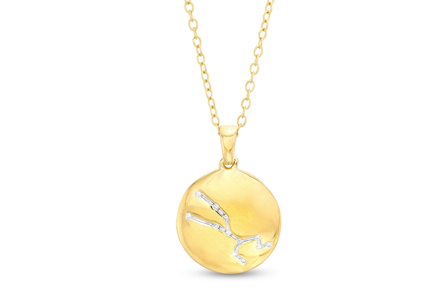 Cubic Zirconia Dainty Taurus Symbol Pendant Necklace in Sterling Silver