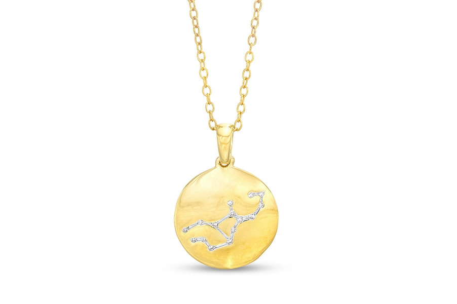 Cubic Zirconia Dainty Virgo Symbol Pendant Necklace in Sterling Silver
