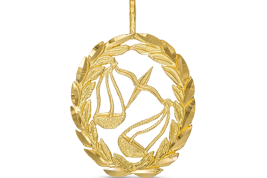 Garland Wreath Frame Libra Necklace Charm in 10K Gold Casting Solid