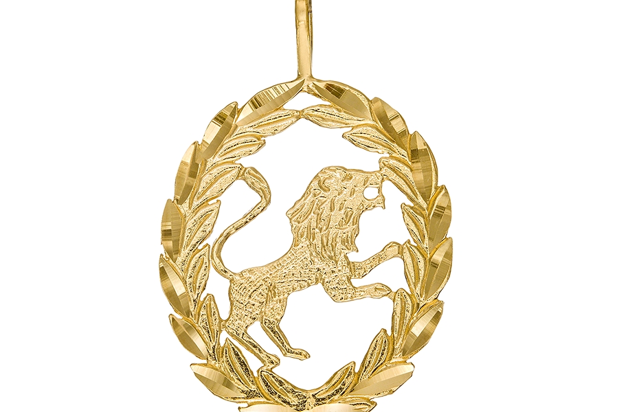 Garland Wreath Frame Leo Necklace Charm in 10K Gold Casting Solid