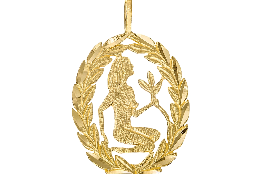 Garland Wreath Frame Virgo Necklace Charm in 10K Gold Casting Solid